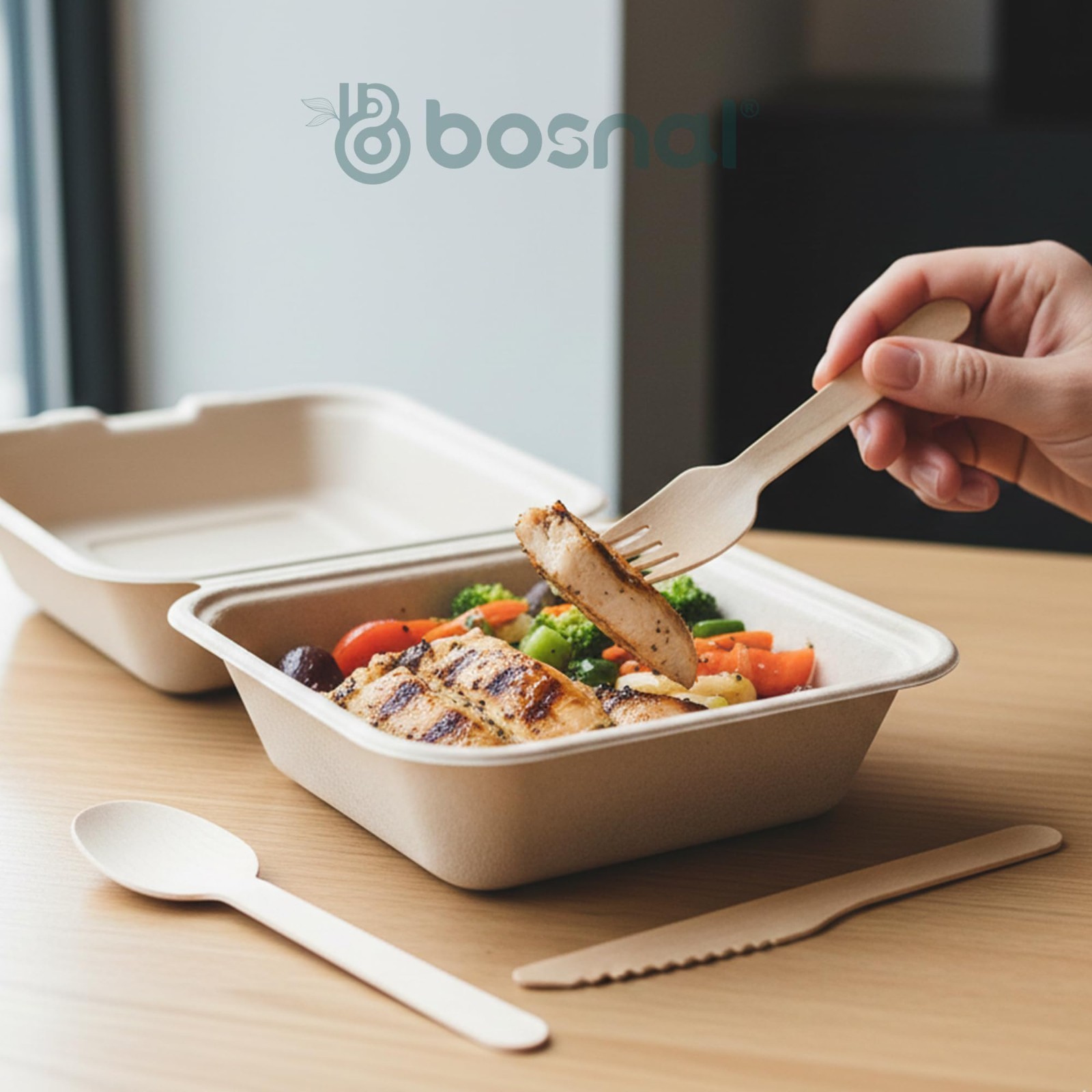 BOSNAL Wooden Disposable Spoons & Forks – 200 pcs, Made from Natural Birch Wood