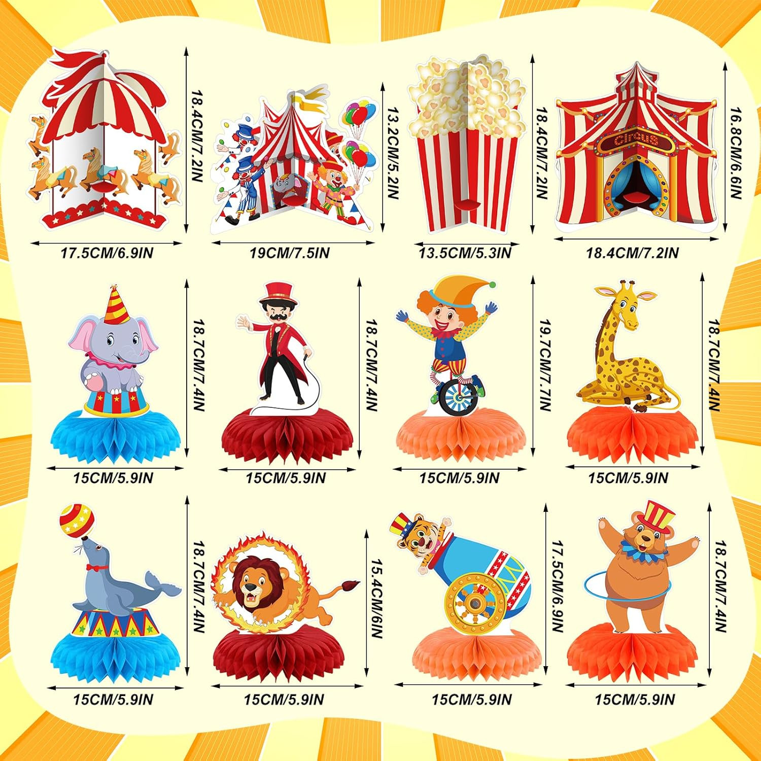 12 Pcs Carnival Party Decorations Circus Theme Party Decorations Carnival Circus