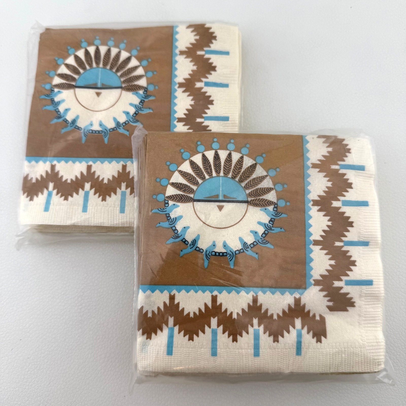 Vtg 2 Pkg Monogram California Napkins Southwest Native American Sun Sandpainting