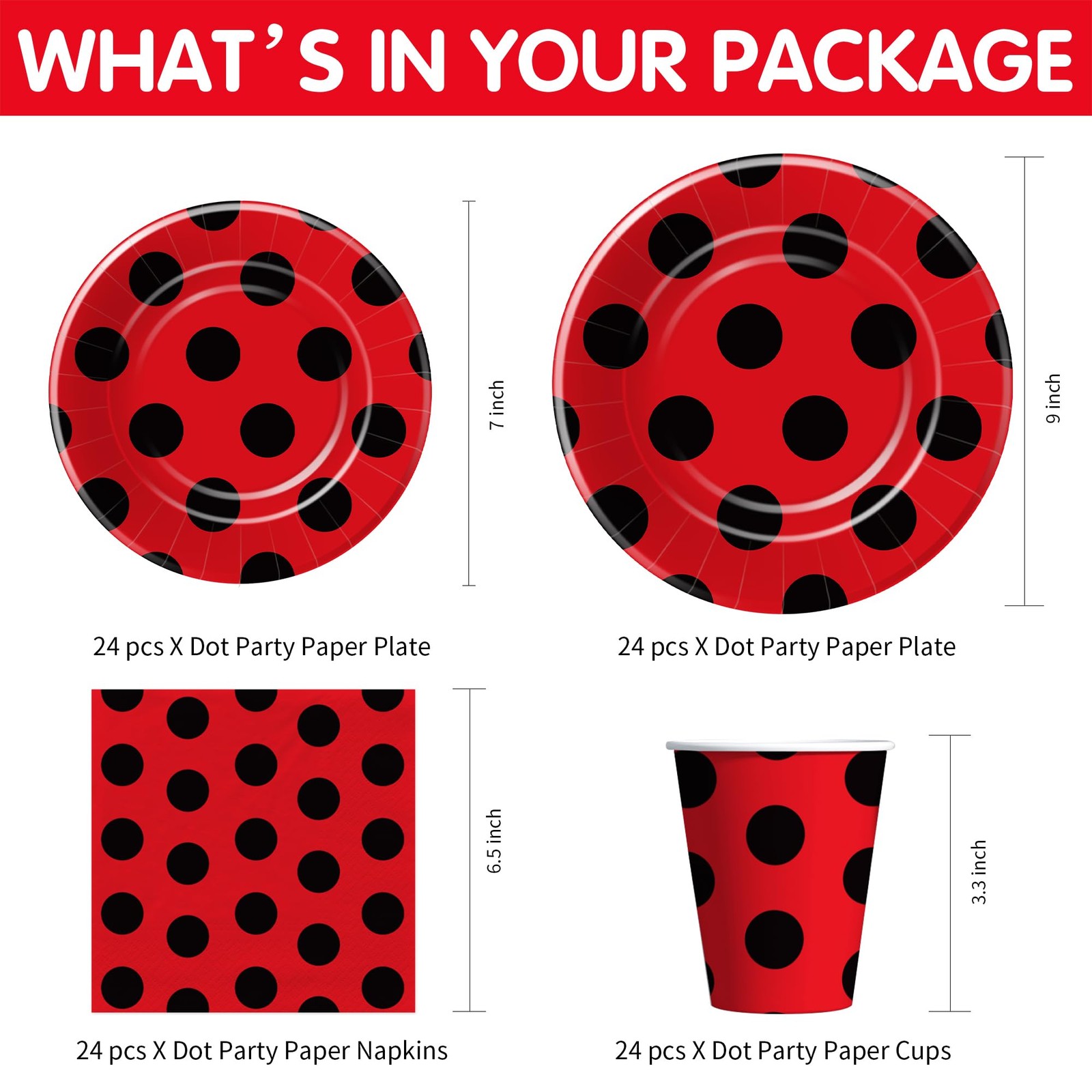 Xenorik Ladybug Birthday Party Decorations Tableware – Red