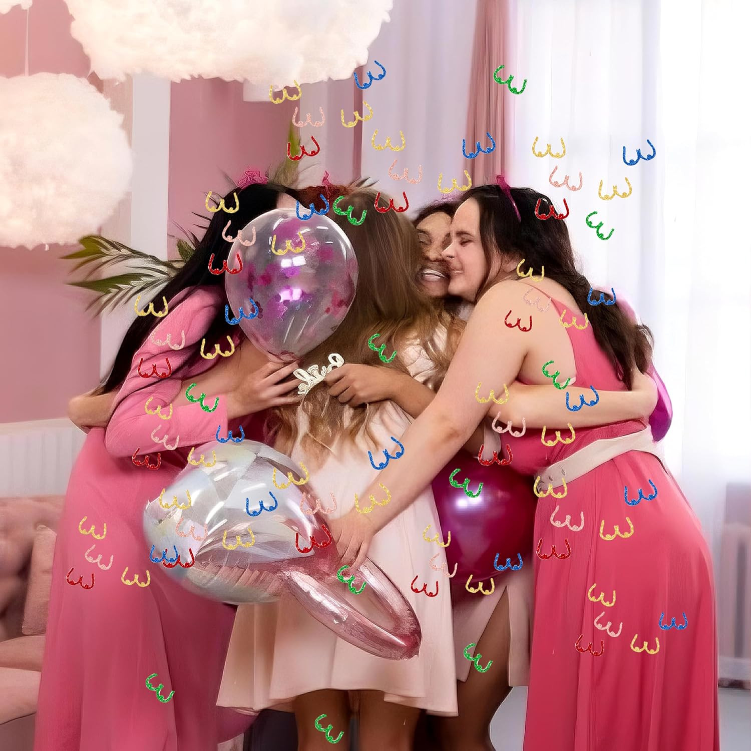 100PCS Breast Cancer Awareness Confetti Multi Color Breast Table Confetti Breast