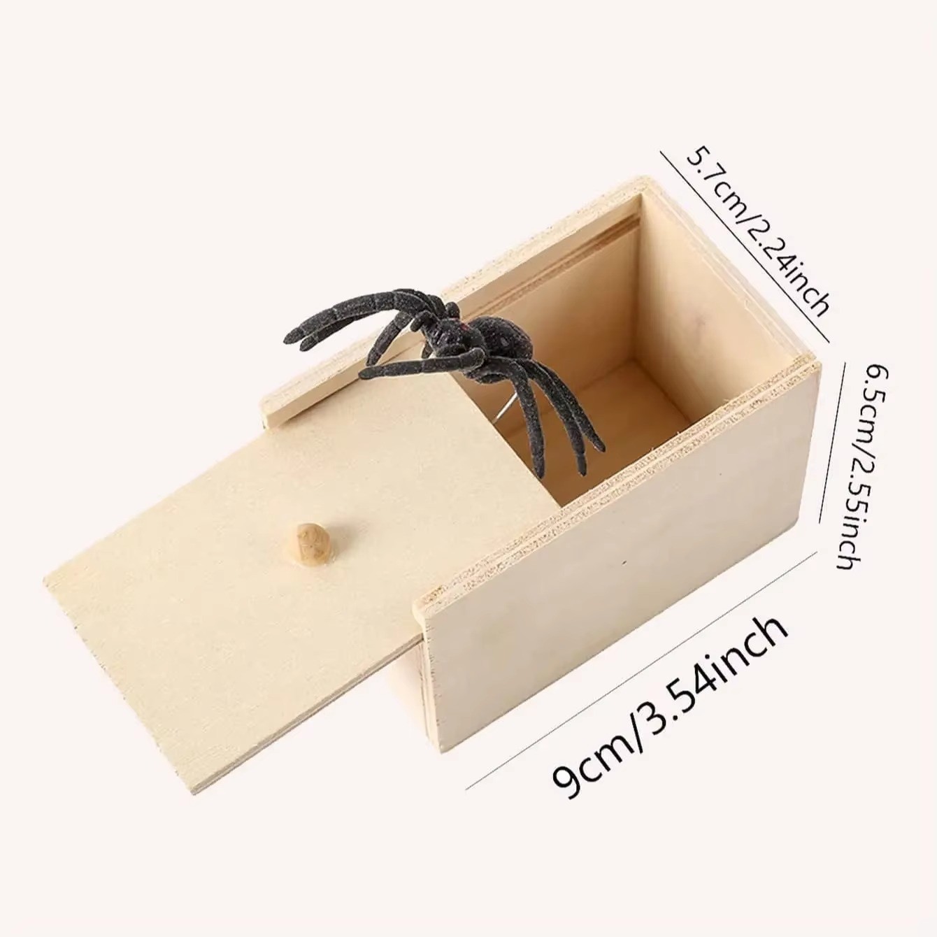 Wooden Prank Spider Scare Box Hidden in Case Trick Play Joke Scarebox Gag Toy