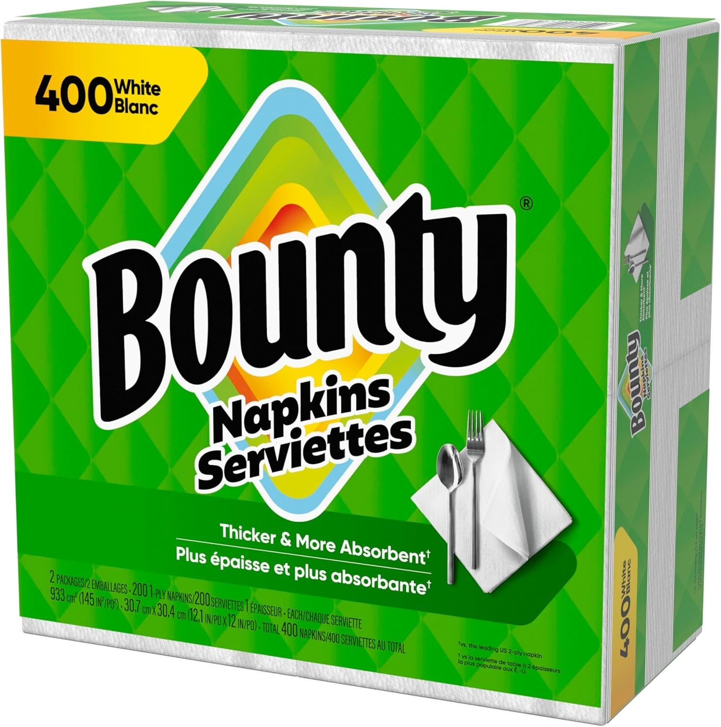 Bounty Paper Napkins, White, 200 Count or 400 Count