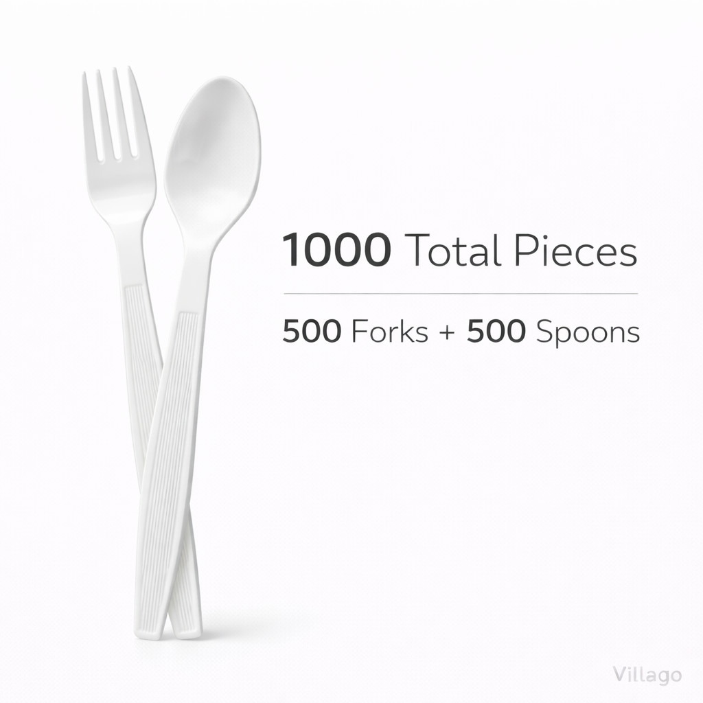 Solo Heavyweight Plastic Cutlery Set White 1000pc 500 Forks 500 Spoons Banquet