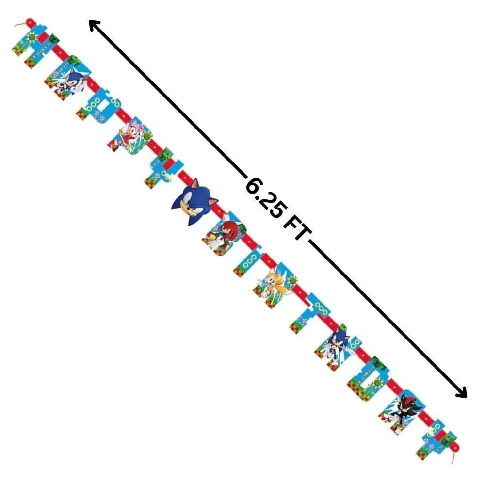 Sonic the Hedgehog Happy Birthday Jointed Banner 6.25 Ft – Multicolor Party…