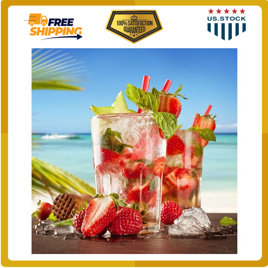 ALINK 100PCS 8mm Wide Colorful Smoothie Drinking Straws