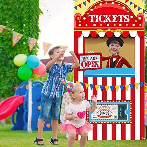Carnival Circus Theme Party Decorations, Photo Door Banner Ticket Booth Polyeste
