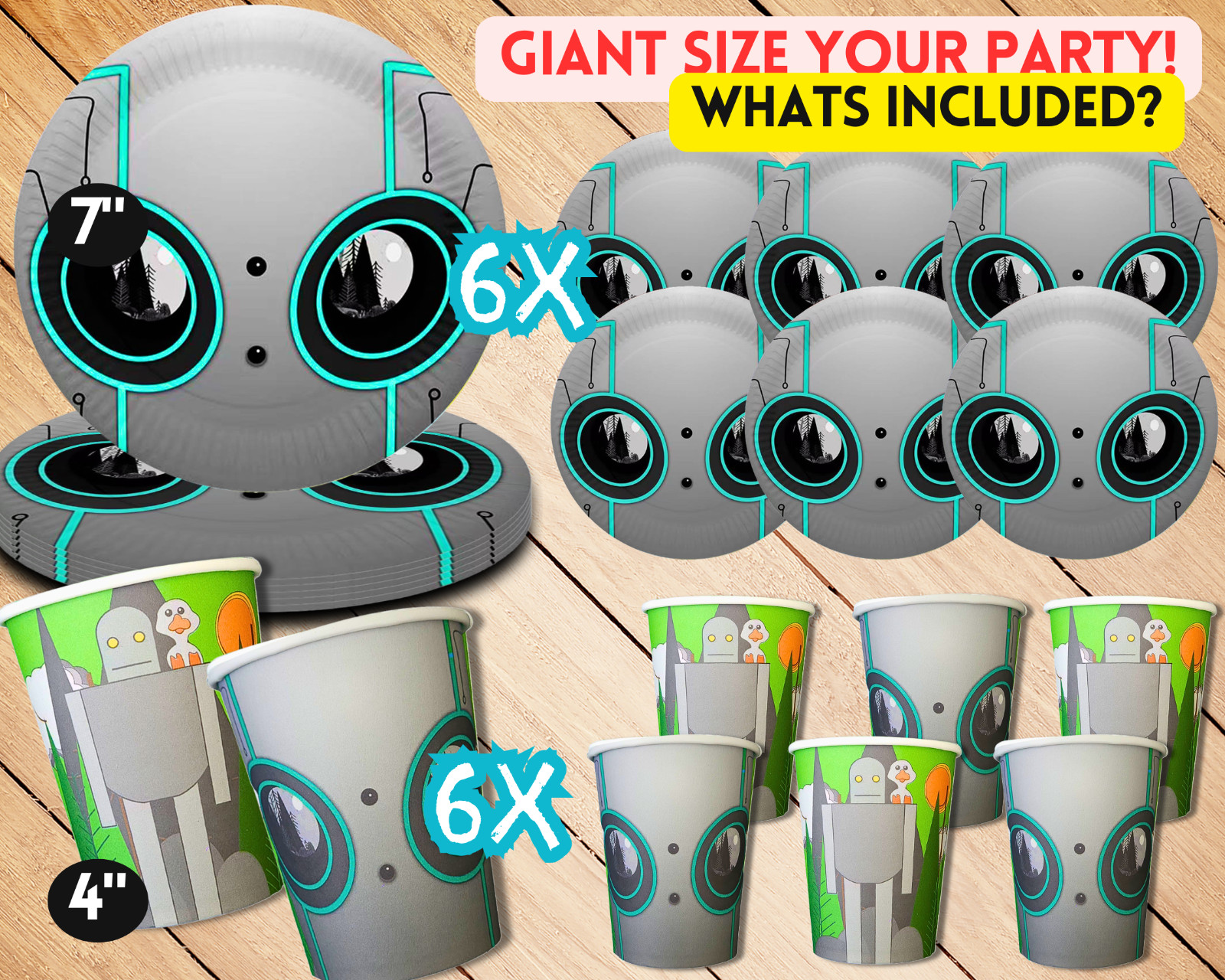 The Wild Robot Party Supplies happy birthday centerpiece decoration cup plate