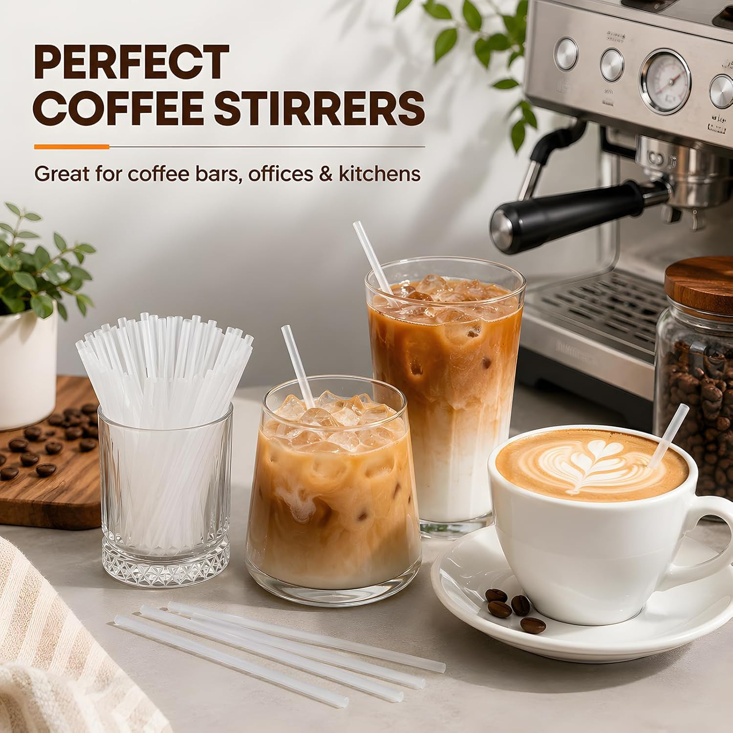 ALINK 500 Pcs 5 Inch Plastic Clear Cocktail Straws, 0.24″ Diameter Disposable Sm