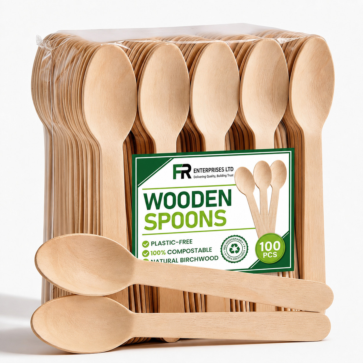 WOODEN REUSEABLE CUTLERY BIODEGRADABLE SPOONS FULL RANGE MULTI PACK BULK BUY