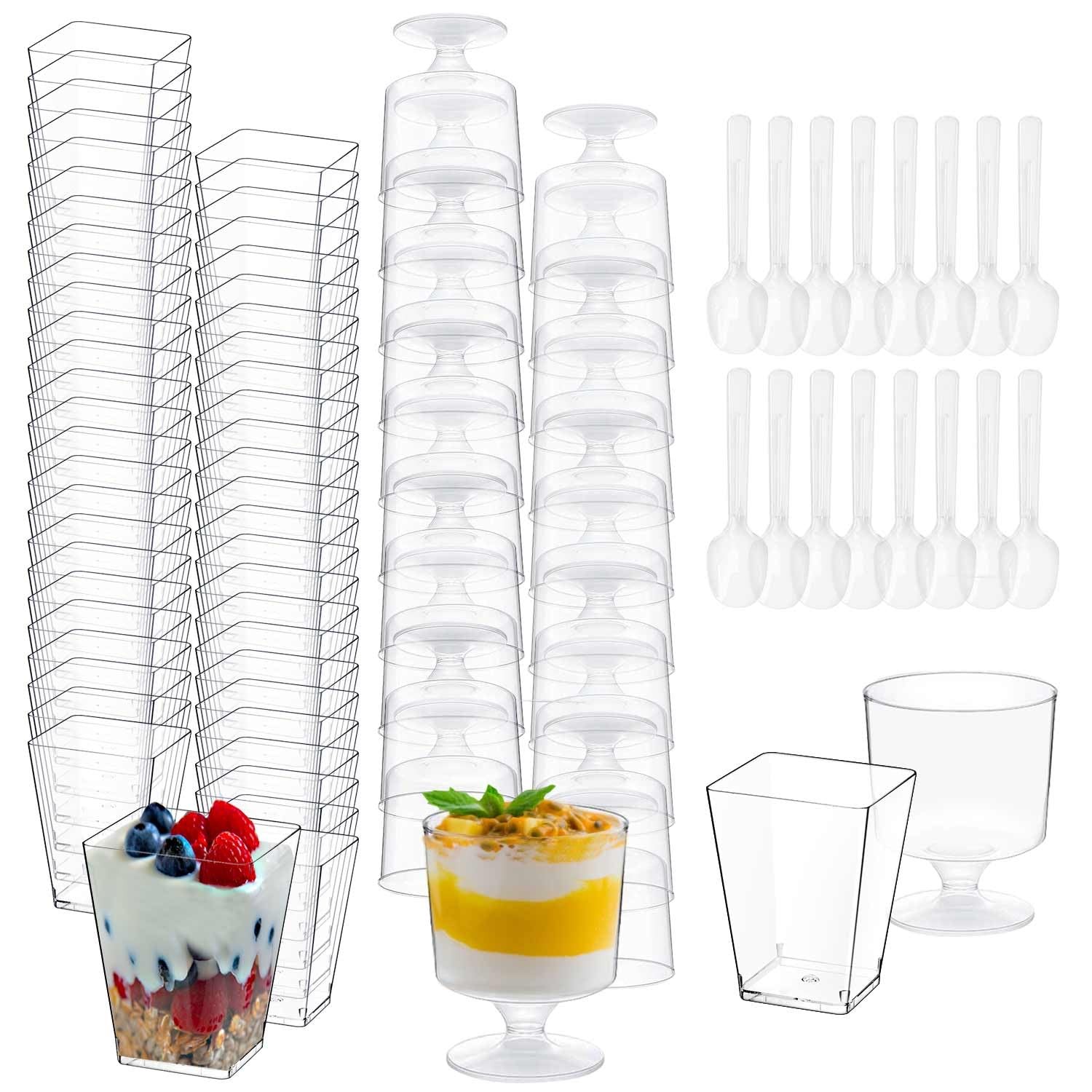 300 Pack Clear Plastic Dessert Cups(5 oz),Disposable Parfait Cups For Pudding,