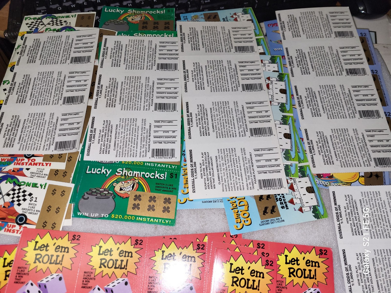 Lot of 102 Fake Phony Winning Lottery Tickets