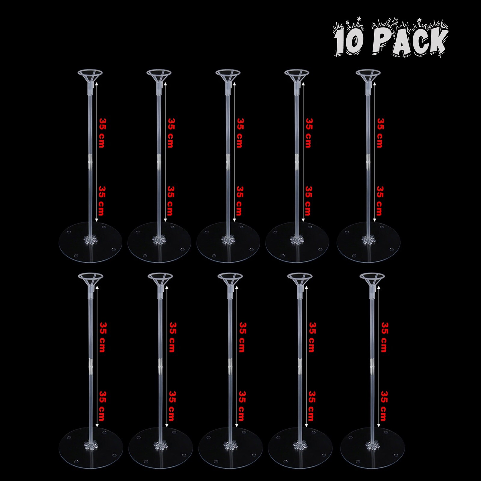 10 PCS Stand For Balloons All Size, Column For Party Decoration Base Para Globos