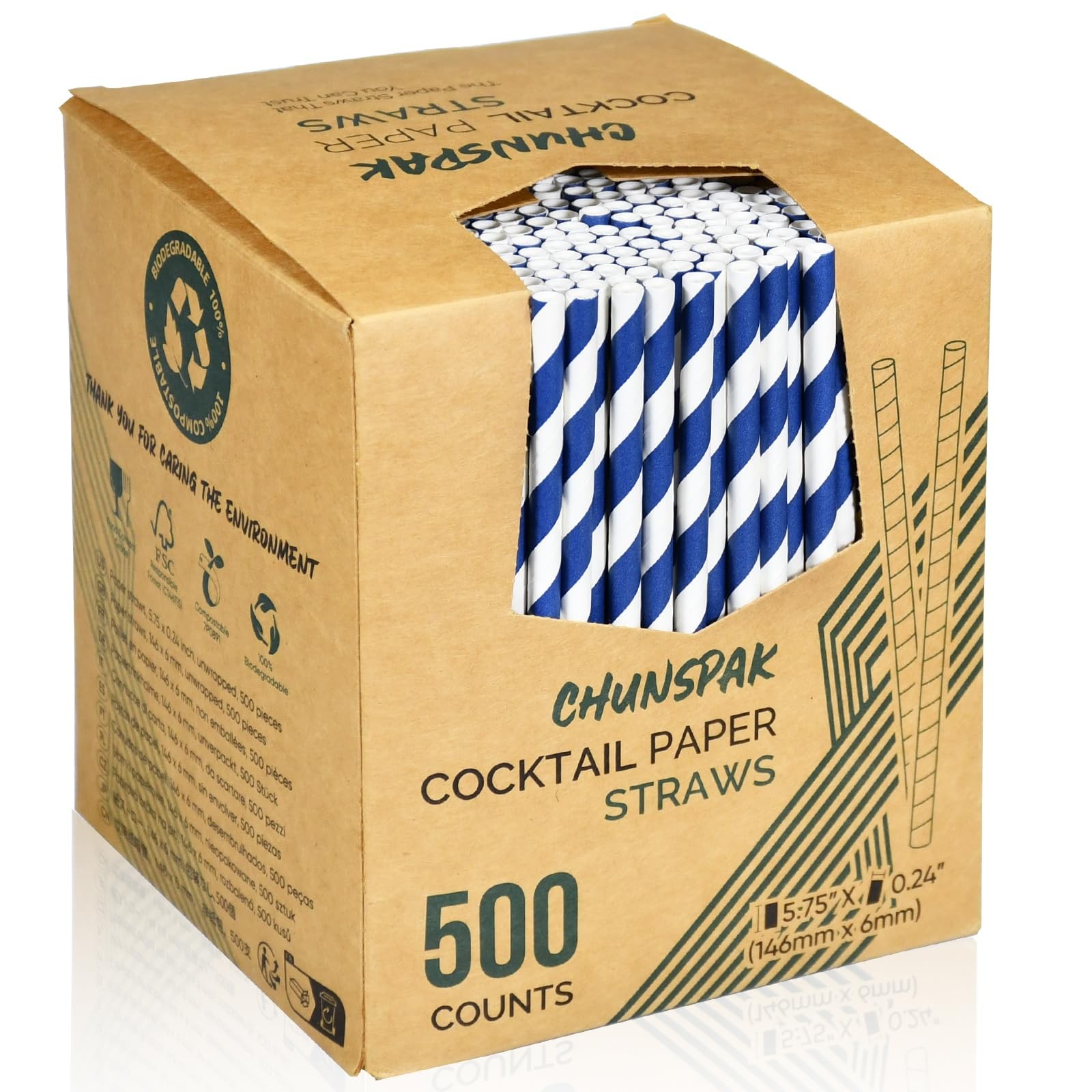 5.75 inch Navy Blue Short Paper Cocktail Straws & Stirrer Sticks 500 Counts -…