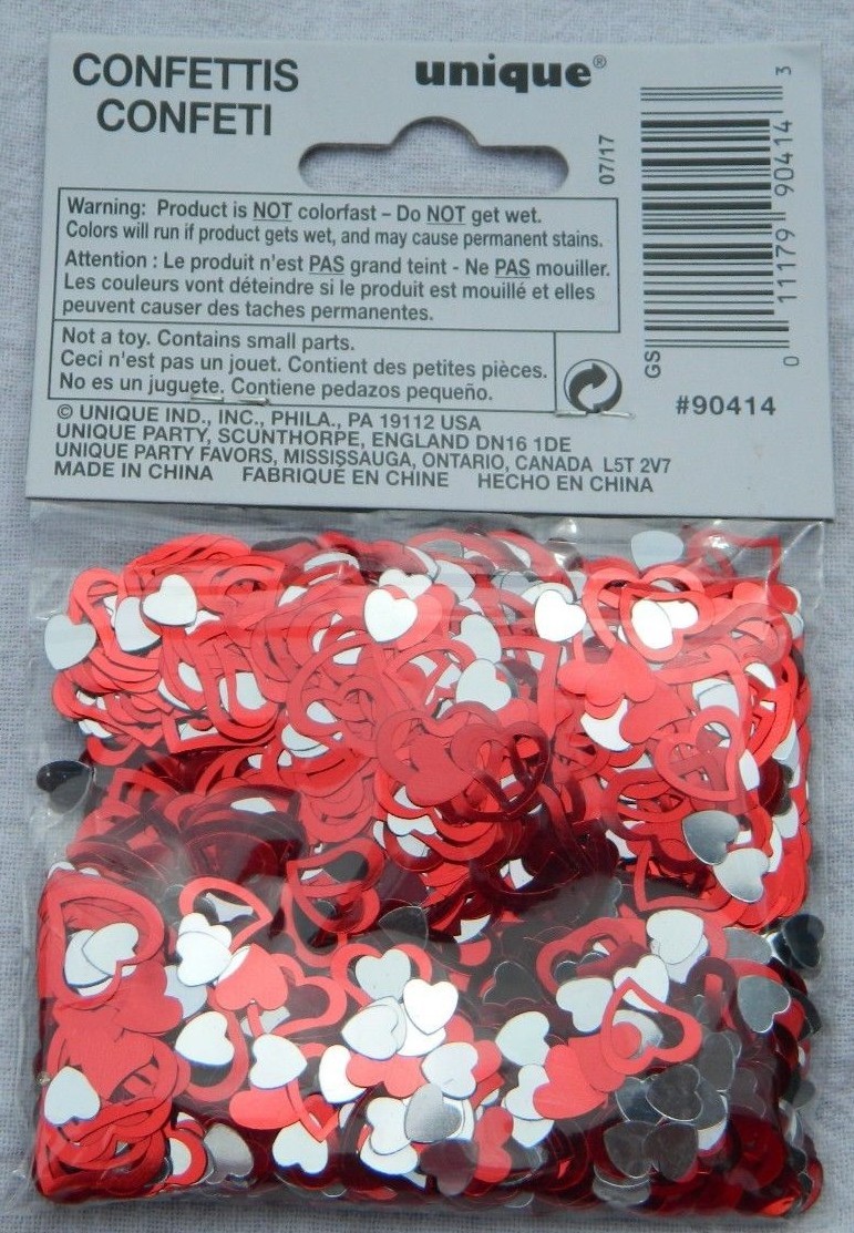 Unique 0.5oz (14.1g) Hearts Foil Confetti – Choice of 1, 3, 6, or 12 Packs – NIP