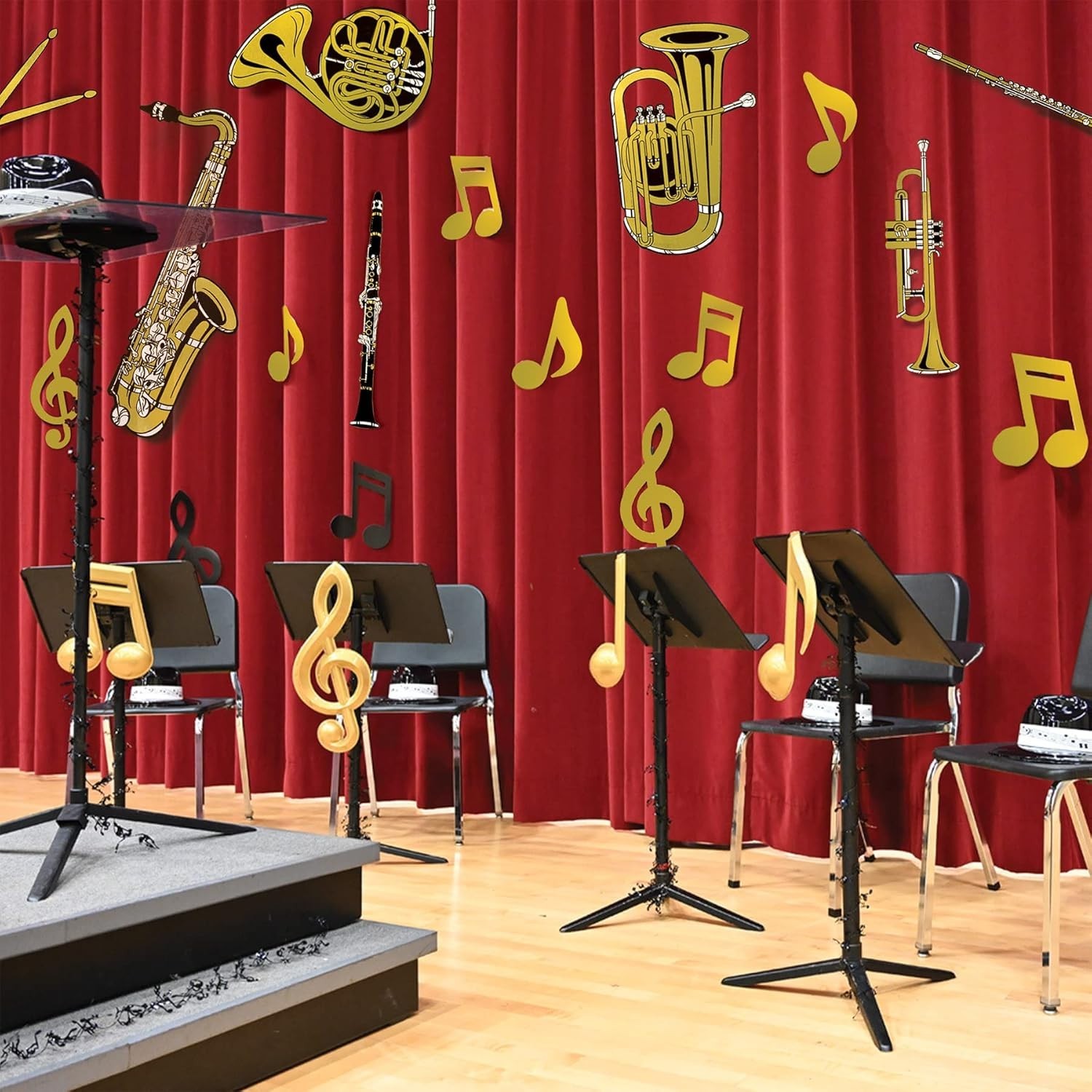 Gold Foil Musical Instrument Cutouts 15/Pkg