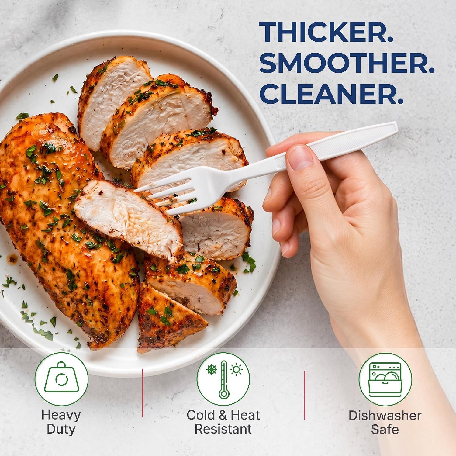 Heavy Duty Plastic Forks, Disposable Bulk Cutlery | 400 Count Heavy Duty White