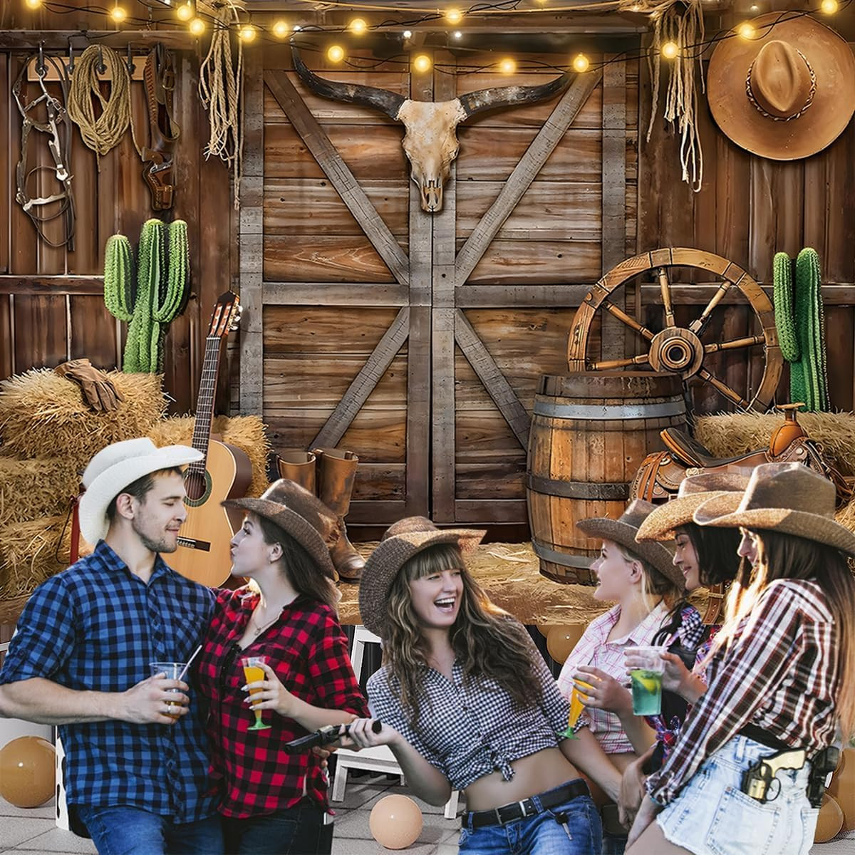 Western Cowboy Backdrop 10X8Ft Western Party Decorations Rodeo Wild West Country