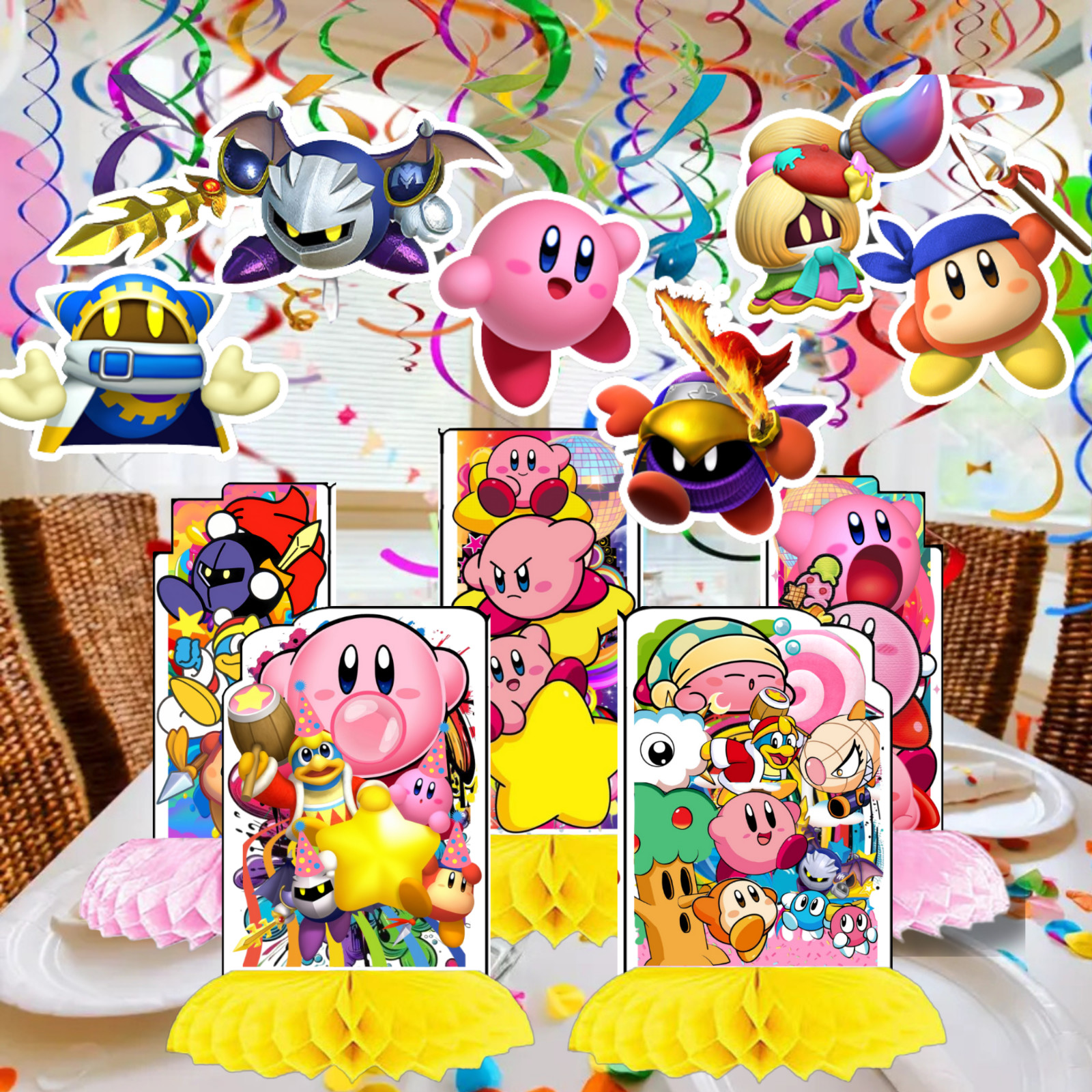 Kirby Star birthday party supplies favor centerpiece decoration event theme pink