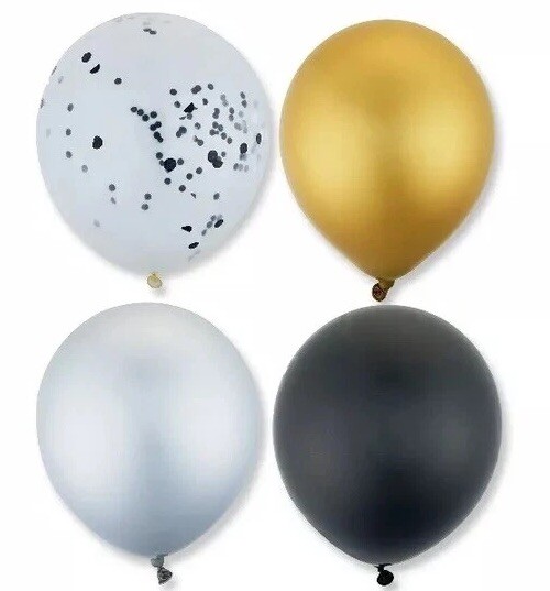 Way To Celebrate! Black, Gold & White Balloons 51 Piece Garland Kit All Occasion