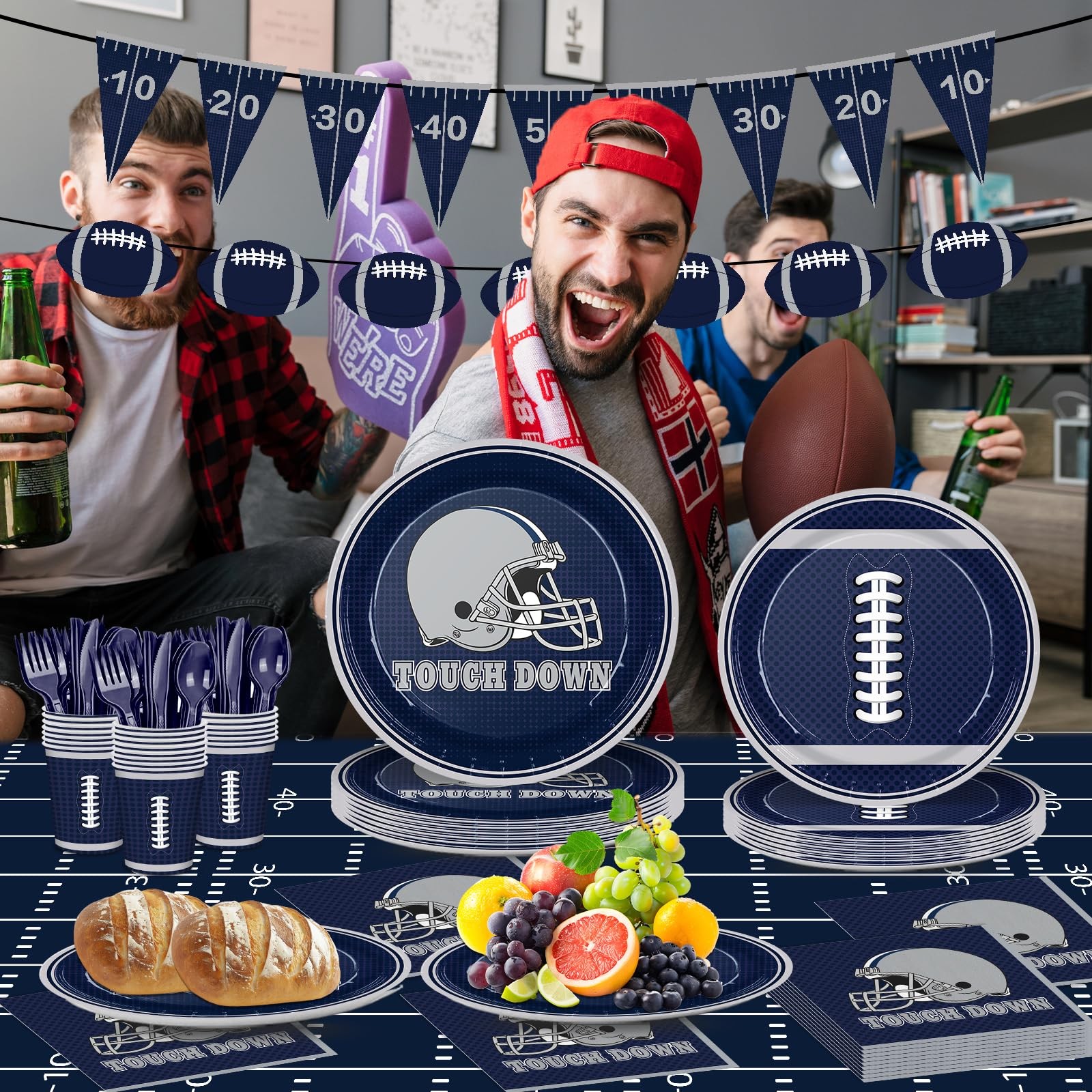 171pcs Cowboy Football Birthday Party Supplies Paper Plates Napkins Disposabl…