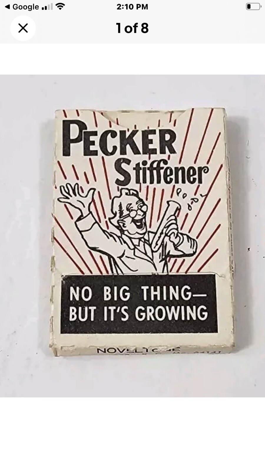 Vintage 1960’s Joke Gag Cover Pecker Stiffener Noveltone Adult Party Novelty