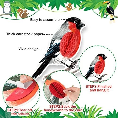 10 Pcs Bird Party Decorations Tropical Bird Honeycomb Paper Cutouts Jungle Rainf