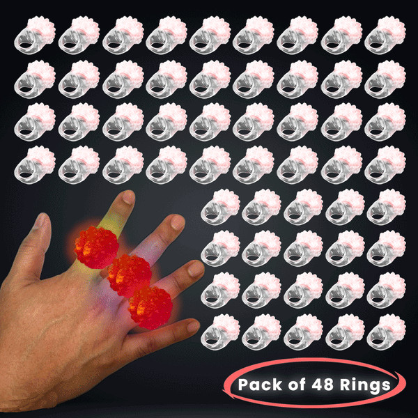LED Flashing Bumpy Ring Red For Party ,Birthday, Wedding Any Celebrations. 48Pcs