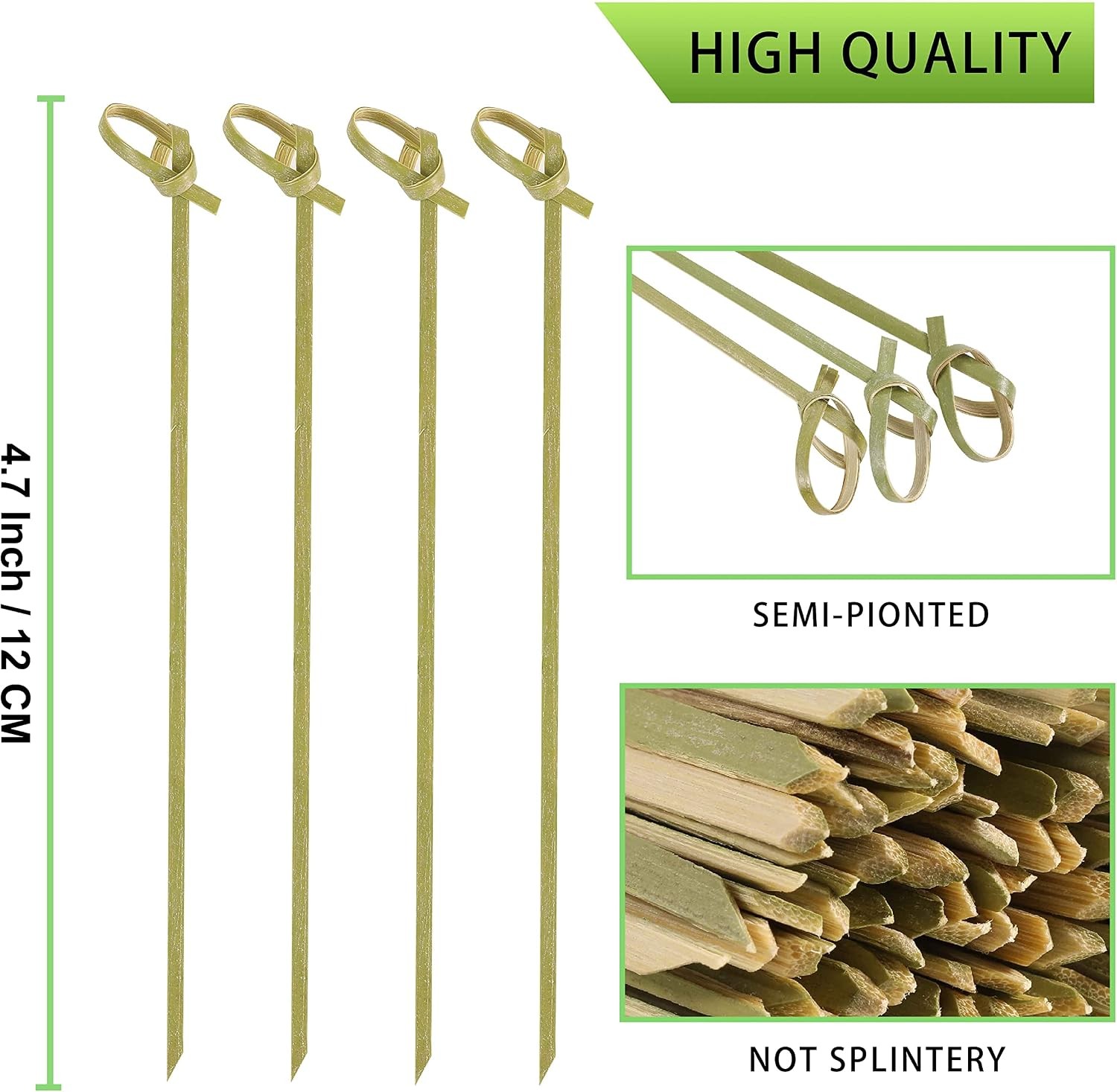 200 PCS Cocktail Picks, 4.7 Inch Toothpicks for Appetizers, Natural Bamboo