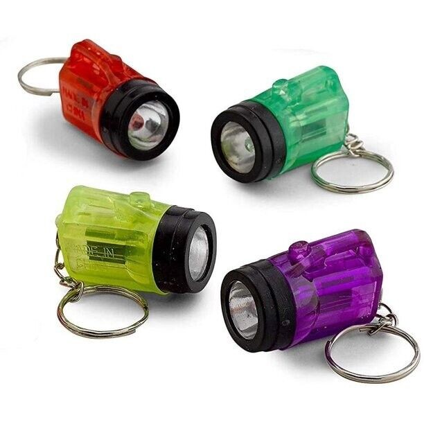 12 Mini Flashlight Keychains Assorted Neon Colors Party Favor Toys (1 dozen)