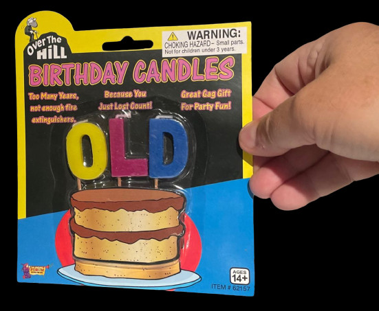 OVER THE HILL BIRTHDAY CANDLES Funny Letters OLD Age Gift Cake Joke Gag Party