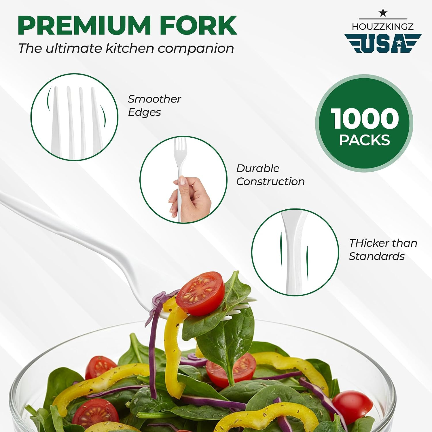 1000 Plastic Forks Disposable – Bulk White Plastic Silverware Fork for Parties