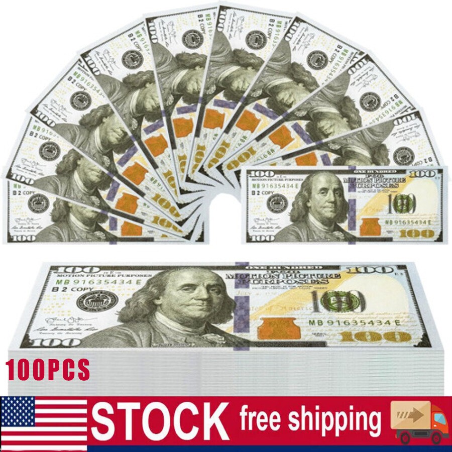100 PCS Prop Fake Toys Money BANK GAMES CASH PAPER 100 DOLLAR BILLS $ US