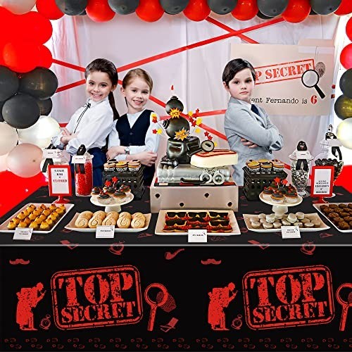 3PCS Spy Party Tablecloths – Kids Birthday Secret Agent Theme Table Covers, Plas