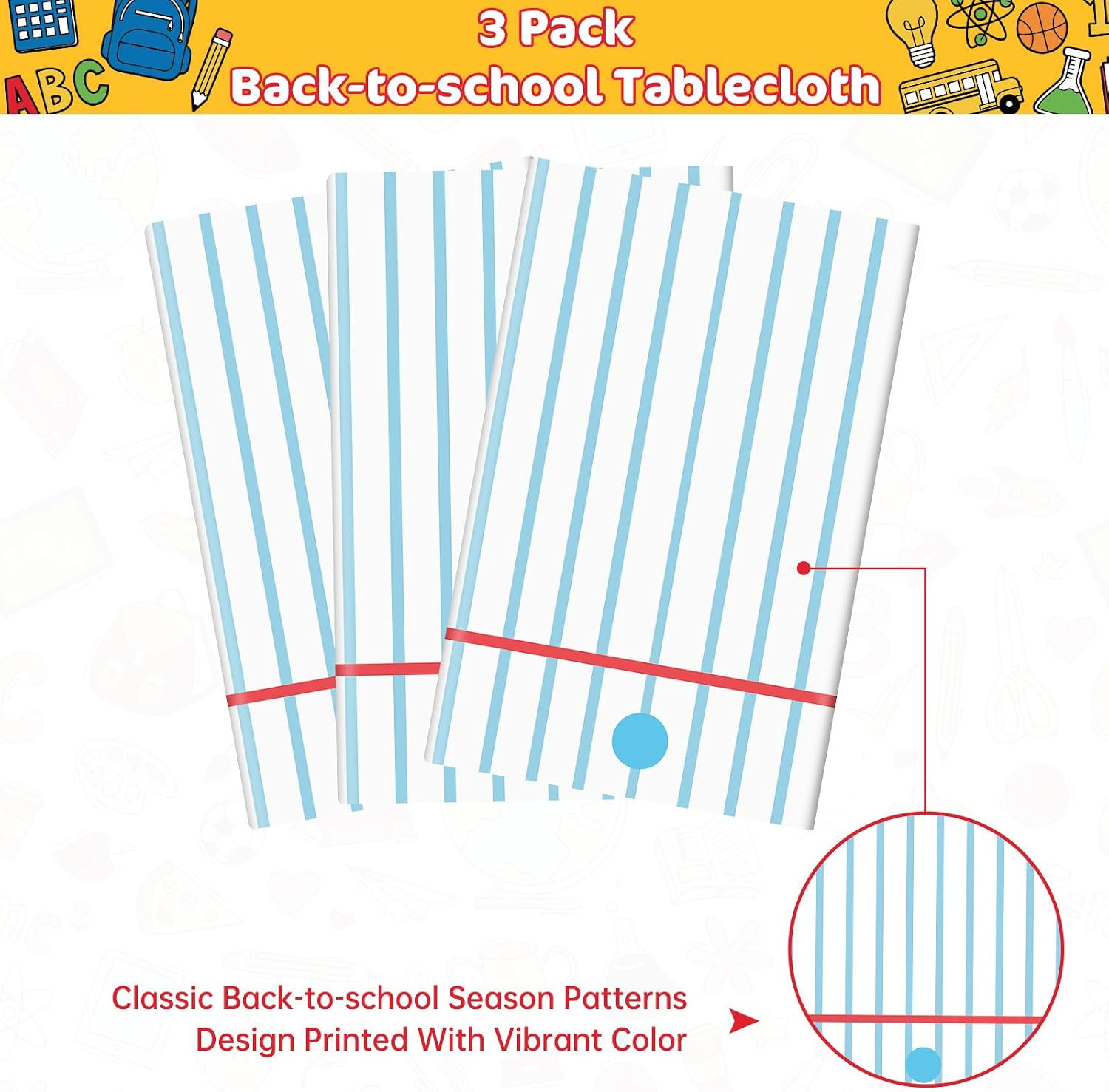 3 Pcs Back to School Decorations Tablecloth – Disposable Plastic Notebook Paper