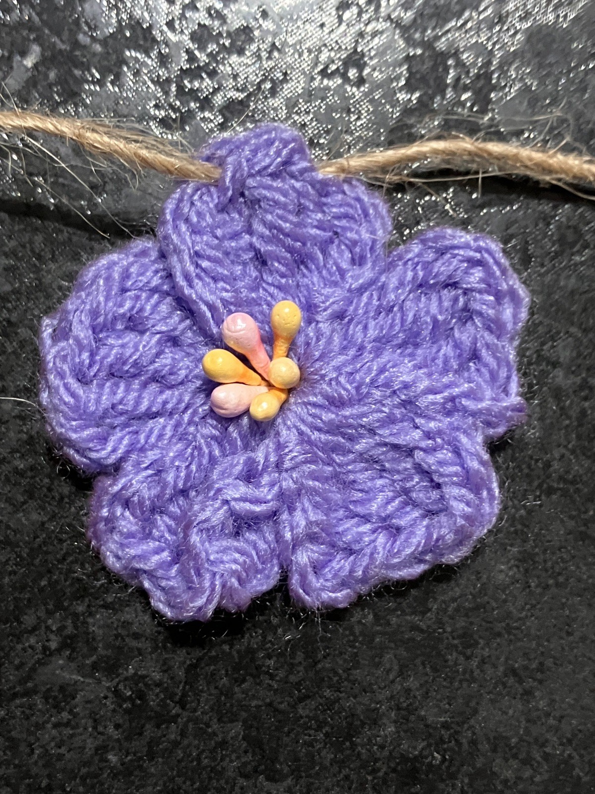 🌸🍃NEW hand Crochet Flower Bunting Leaf sequin Window 30” camper SUMMER Gift