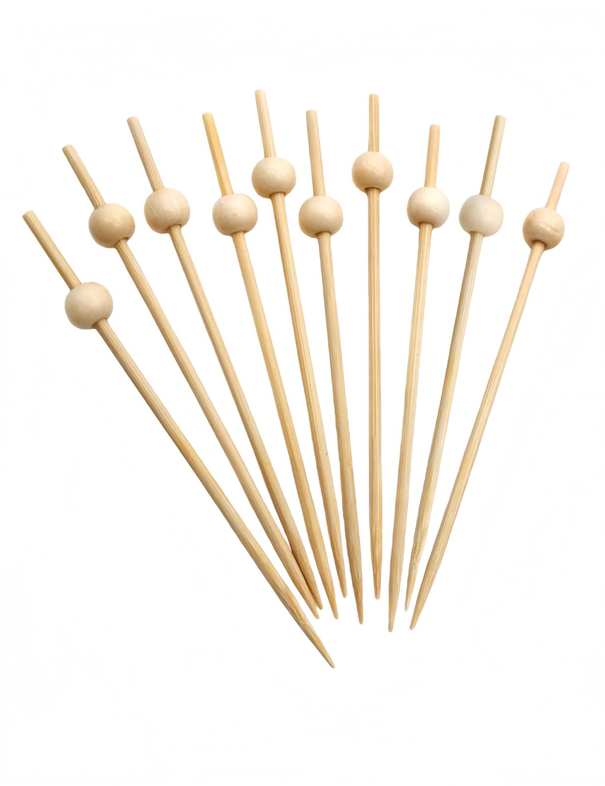 200 Pcs Cocktail Picks, 4.7 Inch Disposable Toothpick, Natural Round Beads Fo…