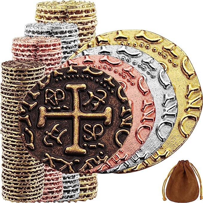 Metal Pirate Coins – Bronze, Silver, Gold & Rose Gold Coin Set – M, L, XL, XXL
