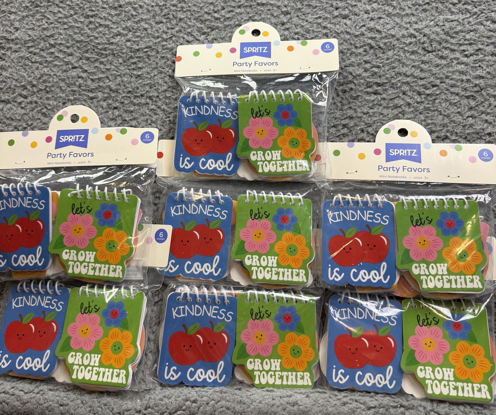 7x Spritz Party Favors Mini Notebooks 6 Count Kids Kindness School Colorful New