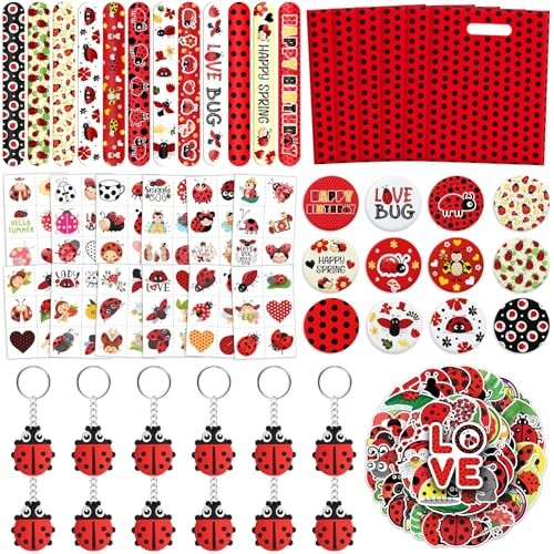 110Pcs Ladybug Party Favors for Kids – Lady bug Birthday Party Decorations and