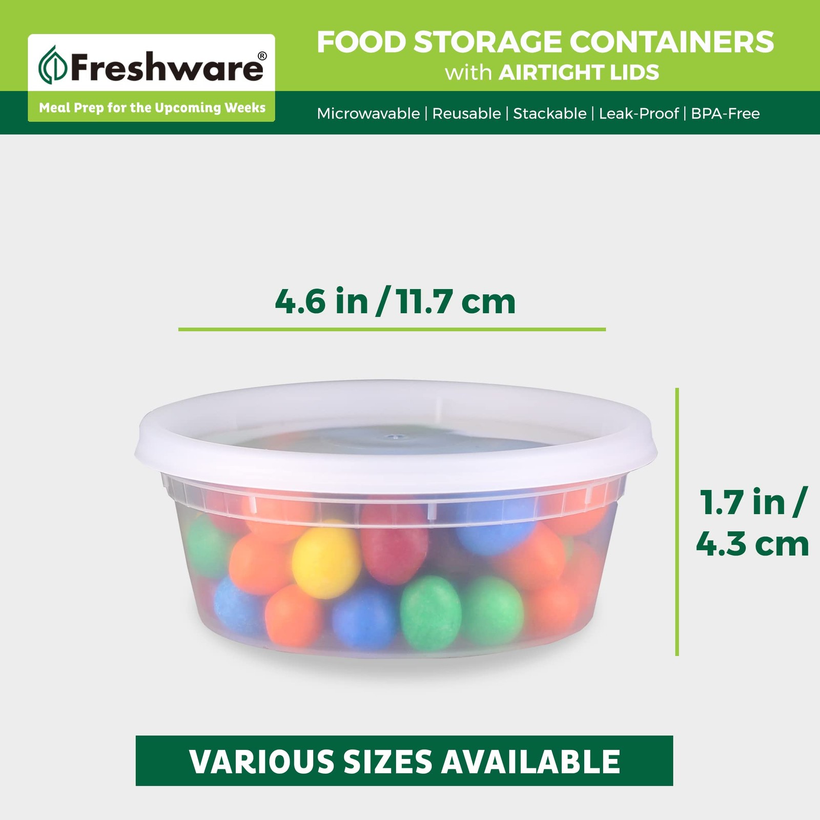 Freshware Food Storage Containers [50 Set] 8 oz Plastic Deli Containers with Lid