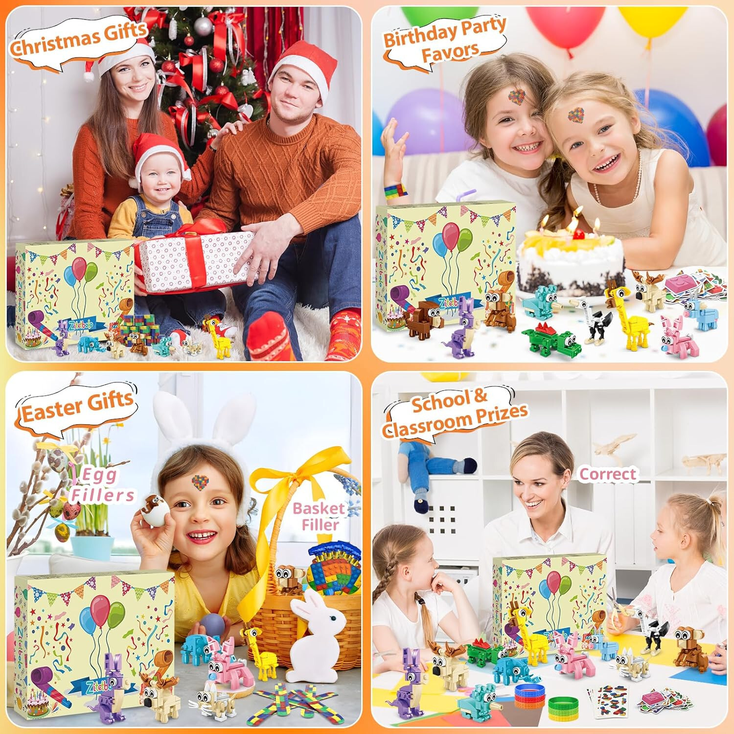 KIds Party Favor Set for 12, Ages 6-12, Building Blocks Theme Favors, 12 Sets