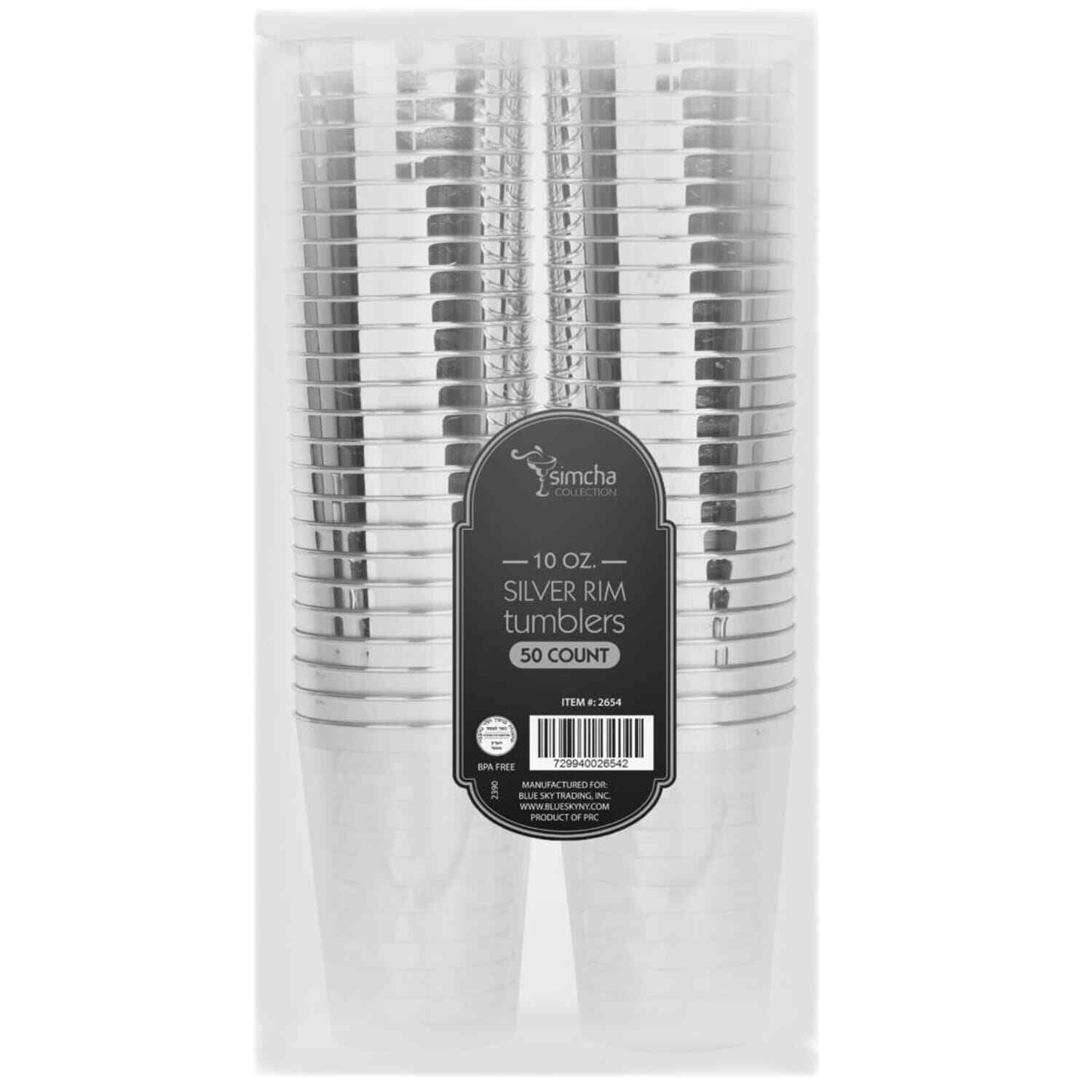 Silver Rim Clear Elegant Heavy Quality Plastic Tumbler Party 10 Oz Cups