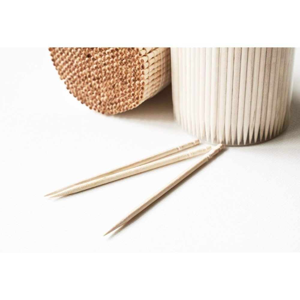 1000 Wooden Toothpicks Ornate Handle in Toothpicks Holder Container 2 Packs of