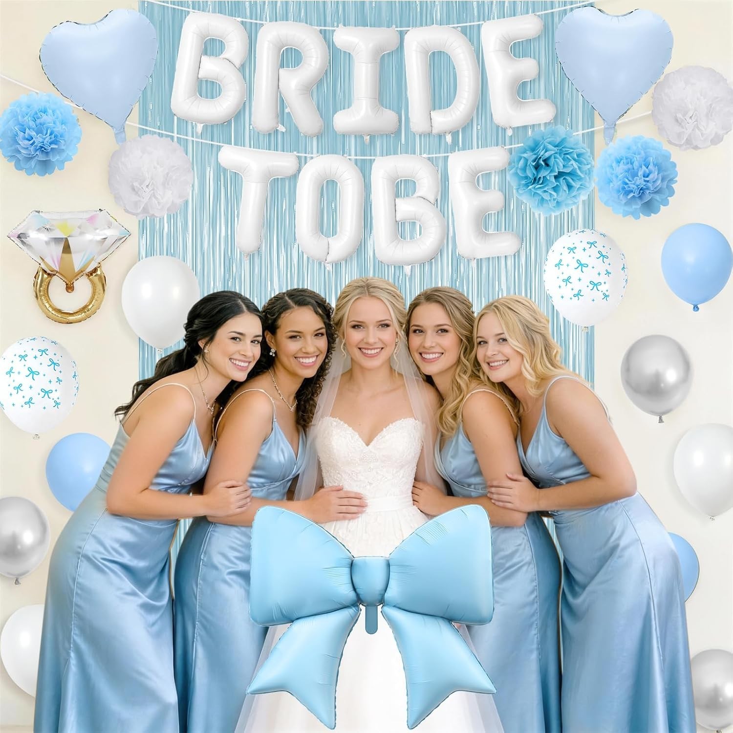 Blue Bachelorette Party Decorations, White Bride To Be Bridal Shower Decorati…