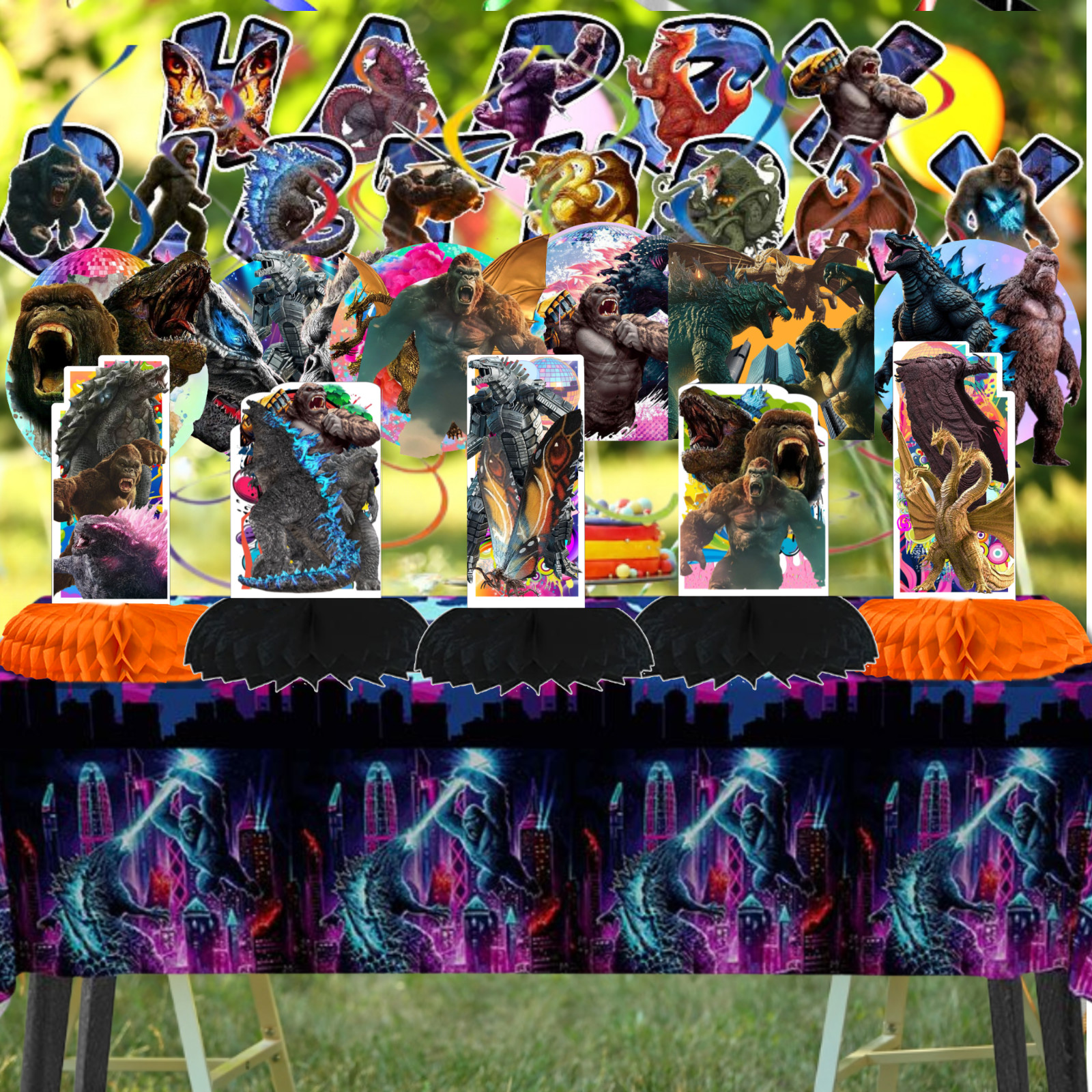 GODZILLA KING KONG 22PC BANNER birthday party supplies centerpiece decoration