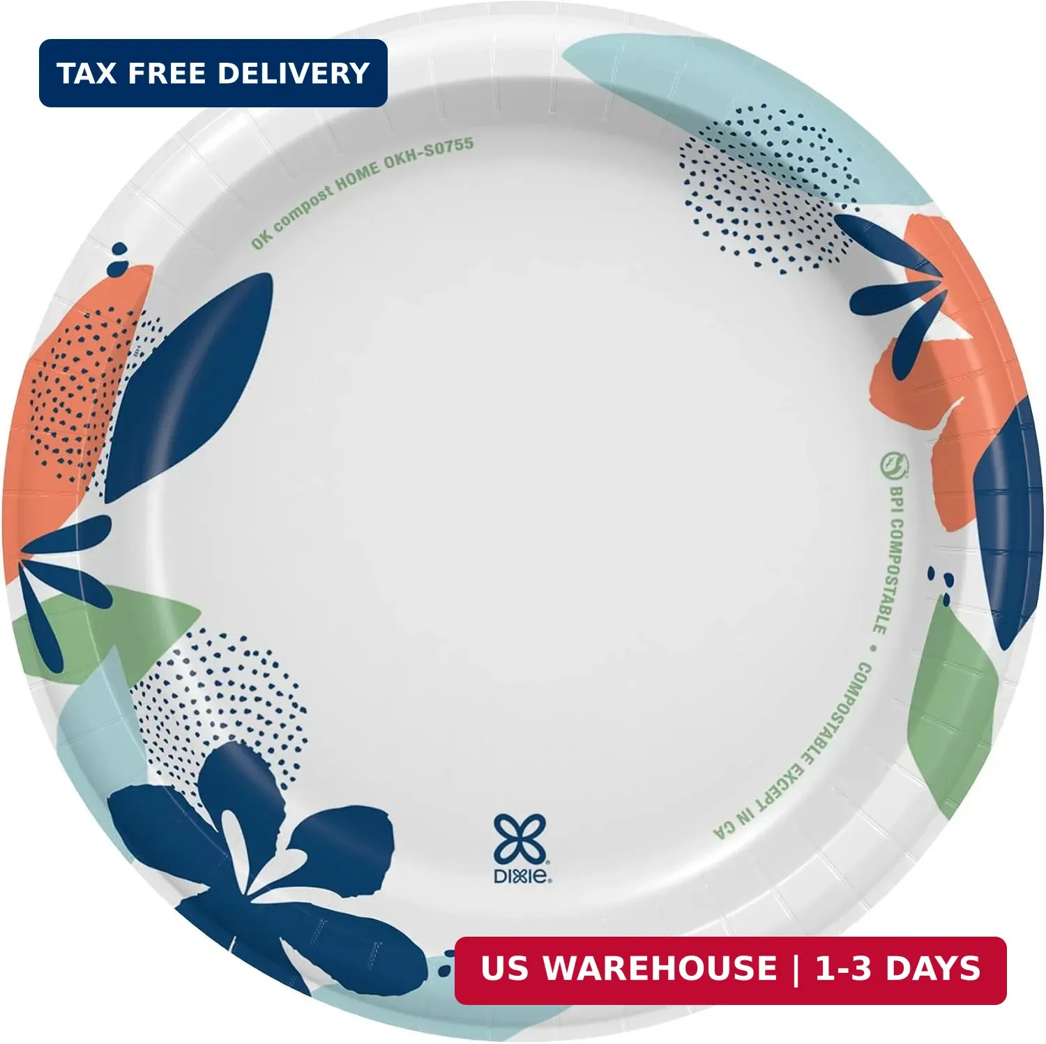 Dixie Medium Paper Plates, 8.5 Inch, 90 Count, 2X Stronger*, Microwave-Safe, Soa