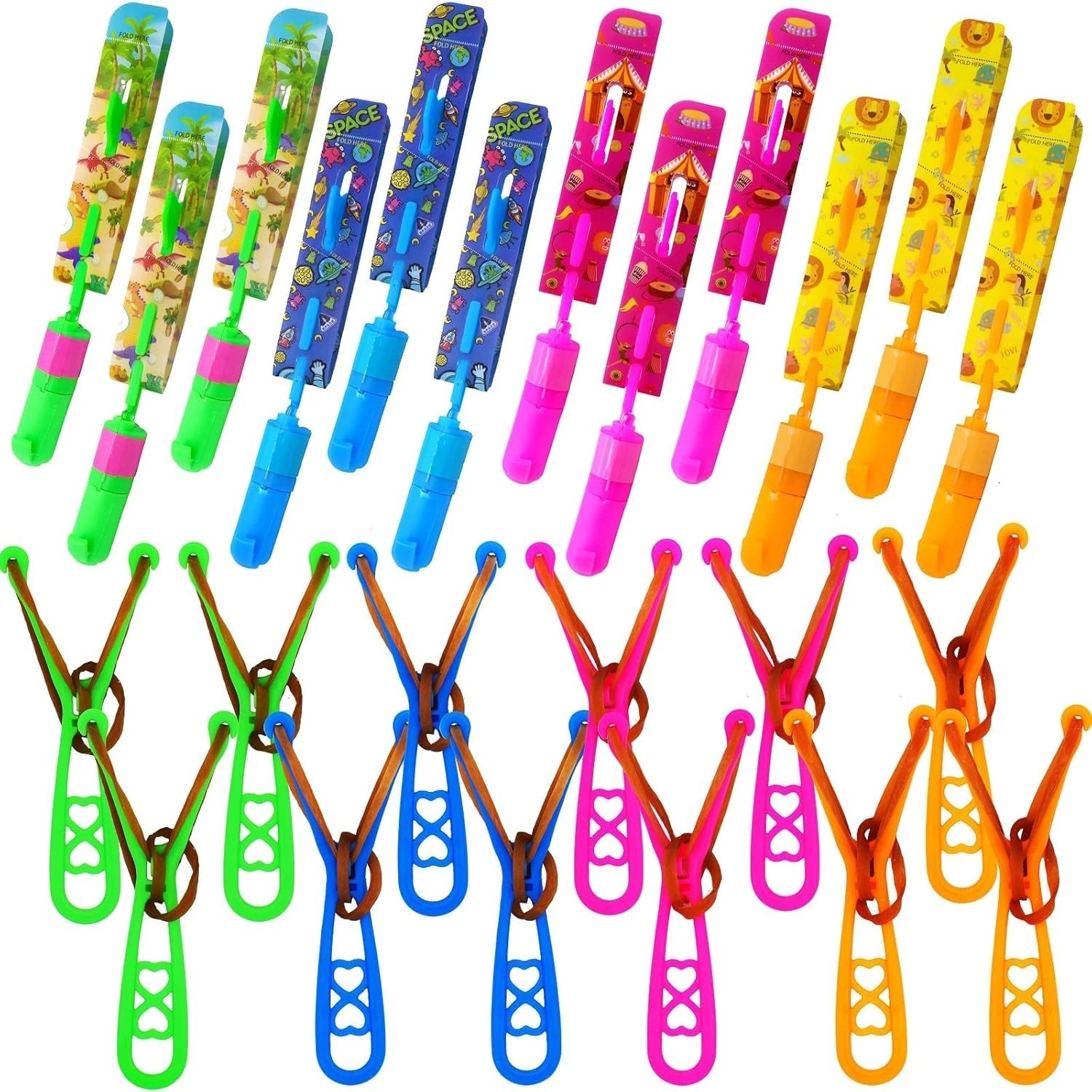 Rocket Slingshot Flying Toys with LED Lights – 12 Pcs Kids Outdoor Game with
