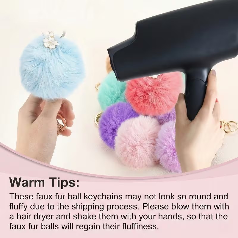 10pcs PomPom Keychains – Accessories for purses, travel bags, Party Favors
