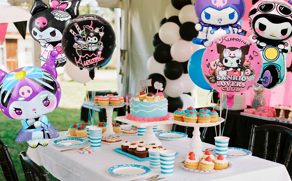 10 Pcs Kuromi Party Decorations Balloons Kuromi Character Foil Balloons for Kids